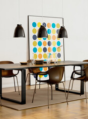 Naklejka premium Large luxury modern bright interiors Living room mockup illustration 3D rendering Digitally Generated Image