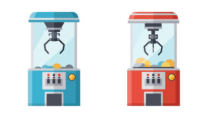 Two colorful arcade claw machines stand side by side offering prizes within a striking silhouette high quality professional detailed modern elegant stylish clean crisp