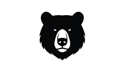 A striking black bear head design powerfully rendered as a minimalist graphic silhouette high quality professional detailed modern elegant stylish clean crisp © rabbivay