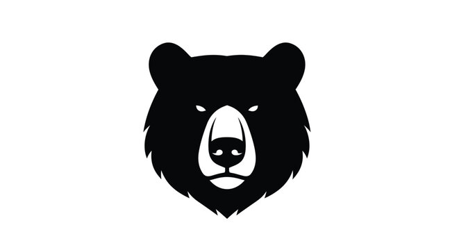 A striking black bear head design powerfully rendered as a minimalist graphic silhouette high quality professional detailed modern elegant stylish clean crisp