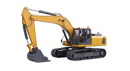 Yellow Tracked Excavator on White Background