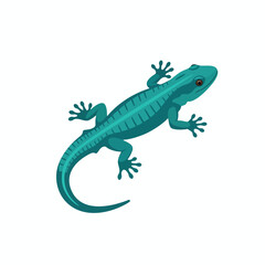 Teal Reptile Illustration on White Background