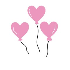 Three Pink Heart-Shaped Balloons Illustration