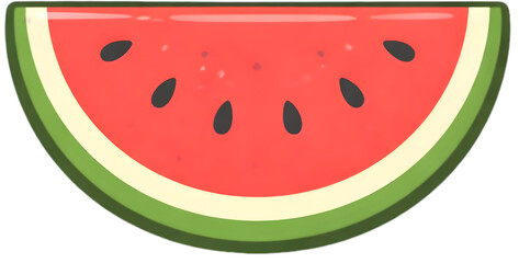 Simple Watermelon Slice Icon for UI Animation on Transparent Background
