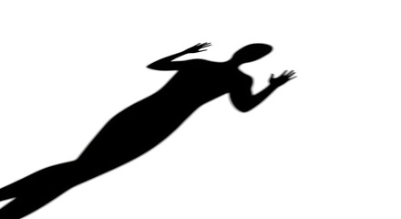 Silhouette of person falling or jumping in dramatic pose