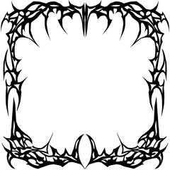 Obraz premium Neo tribal black metal abstract gothic cyber sigilism Y2K shape frame vector design.