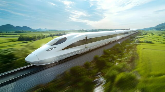 緑の大地を走り抜ける未来型高速鉄道