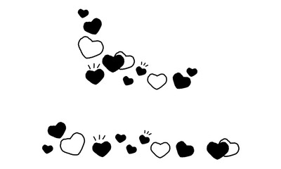 手描きのハートの装飾ライン素材