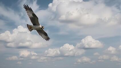 Obraz premium Majestic Osprey Soaring Through a Cloudy Sky.