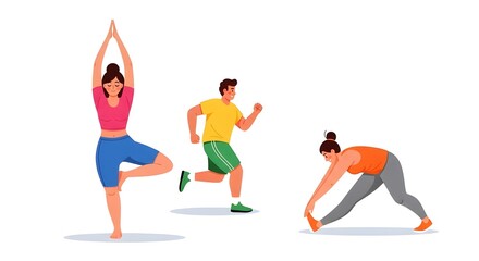 Fototapeta premium People engaging in various fitness activities together outdoors
