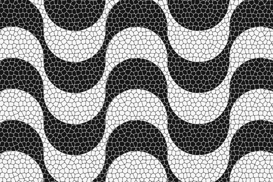 Copacabana sidewalk or calcada pattern with realistic cobblestone texture. Famous beach promenade in Rio de Janeiro. Repeating wavy texture in Portuguese pavement style. Vector graphic illustration.
