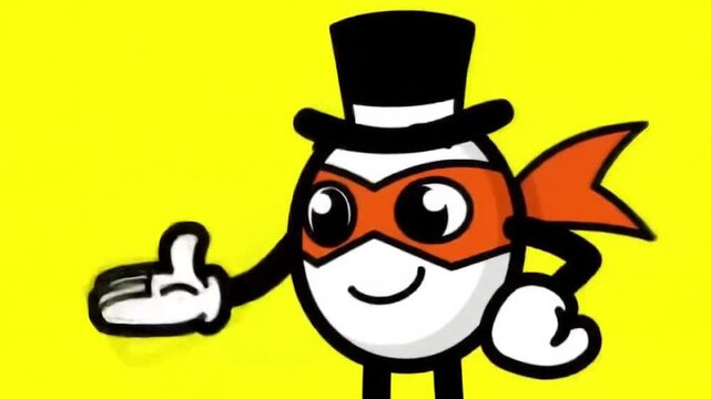 Confident Cartoon Superhero Pose, Playful Character Akimbo, Bold Animated Mascot