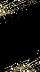 金色の筆で描いた和風フレーム(黒背景)　縦長レイアウトの上品な装飾イラスト