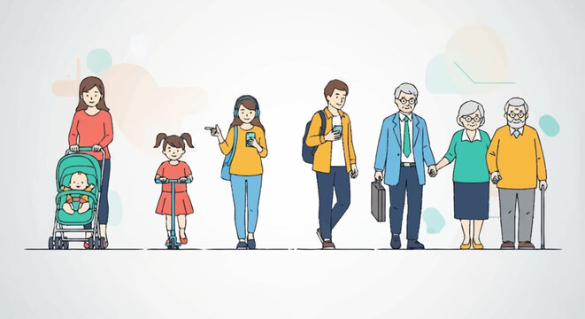 Diverse group of people representing different ages and life stages.