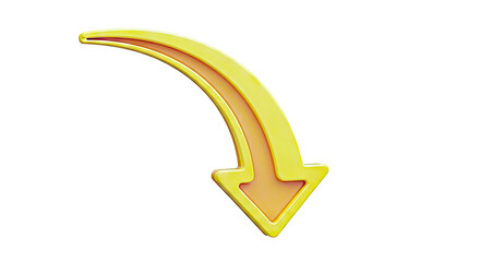 3D Rendered Yellow Arrow Pointing Downward