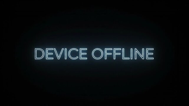 Visual display of digital connectivity and offline device status in modern tech interfaces with dynamic glowing text animations
