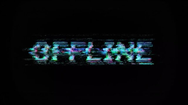 Dynamic digital glitch screens displaying offline status in various styles and effects