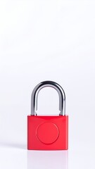 Fototapeta premium Vibrant Red Padlock Symbolizing Security and Protection.