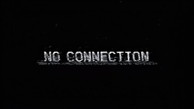 Video showcasing a minimalist digital glitch aesthetic with recurring no connection screens