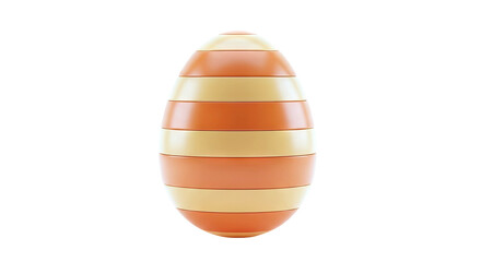 3D Rendered Orange and Tan Striped Easter Egg