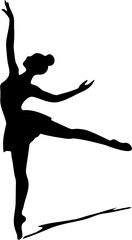 Ballerina Silhouette Dancing Pose Vector Illustration Isolated on White