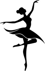 Ballerina Silhouette Dancing Pose Vector Illustration Isolated on White
