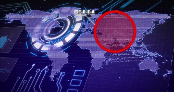 On airplane icon spawning, rotating HUD on map, icon moving east, red target expanding for tracking