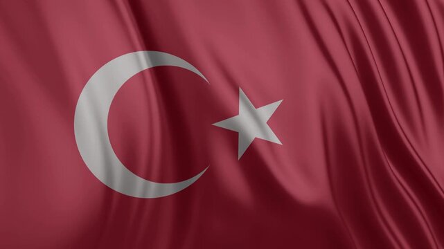 Waving flag of the Turkey. Turkey flag background footage.