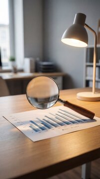 Magnifying Glass Over Financial Chart Audit Analysis Business Review