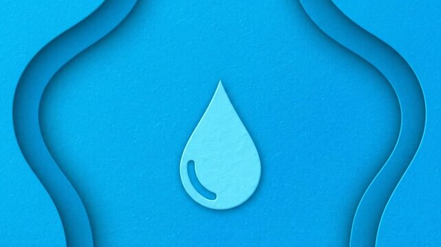 A clean blue liquid droplet creates a clear reflection in this transparent aqua nature illustration, symbolizing pure water and a wet ecology element through a simple raindrop design icon