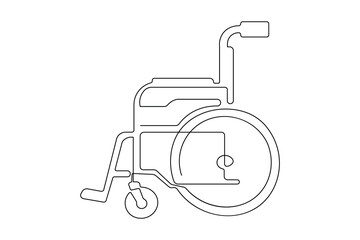 Obraz premium Minimalist wheelchair continuous line drawing simple mobility outline isolated art design