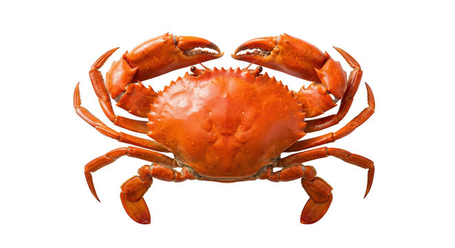 Whole steamed orange mud crab isolated on white background