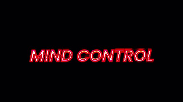 Mind Control Glitch Typography Animation on Back Background, 4K video