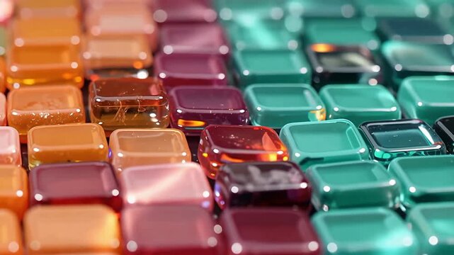 Vibrant Multicolored Tile Grid Close Up.