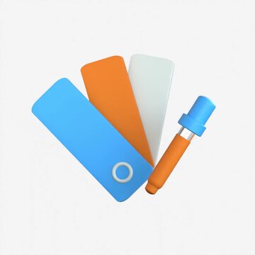 High quality 3D render of a color palette swatch with a dropper tool representing color selection and design picking