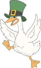 st patricks day goose illustration, funny goose st patrick