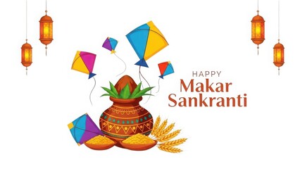 Happy makar sankranti kite festival celebration