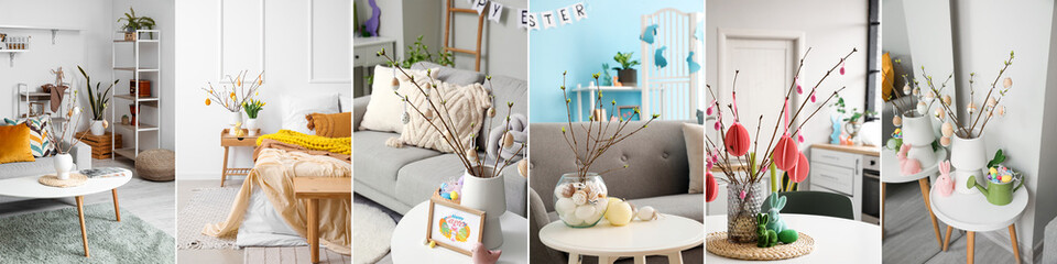 Set of beautiful Easter decorations at home