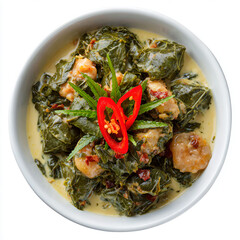Indonesian Sayur Daun Singkong with Coconut Milk