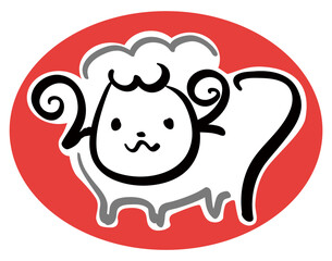 Obraz premium 羊の年賀状04