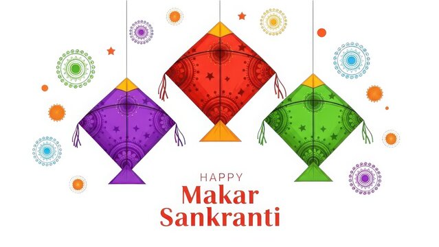Happy makar sankranti kites celebration