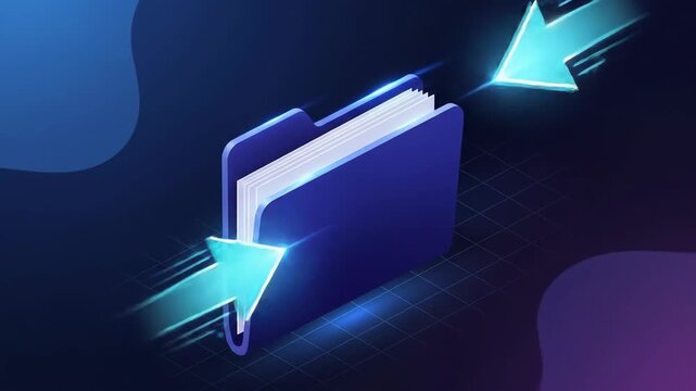 File Transfer Action, Digital Folder Transfer, Tech Environment, Graphic Design, Abstract Viewpoint, Data Management Concept