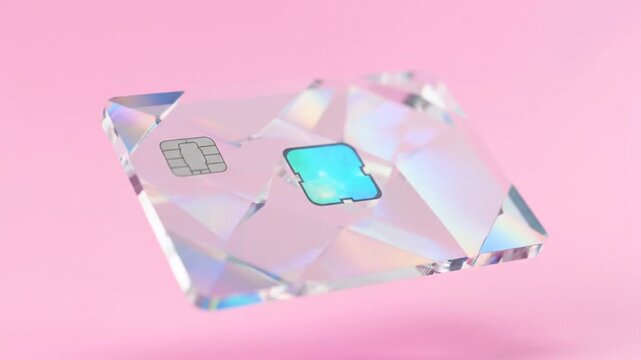 Diamond Shaped SIM Card on Pink Background.