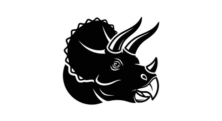 Fototapeta premium Black Triceratops Dinosaur Head Illustration.