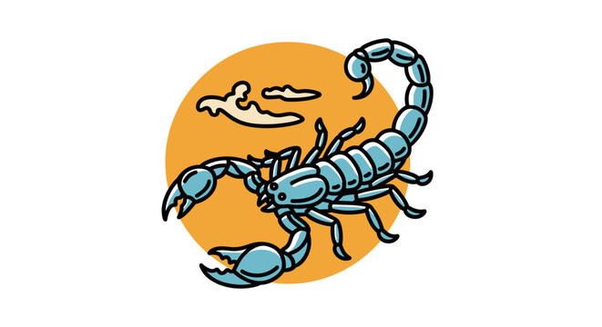 Blue Scorpion Cartoon Illustration Design Element.