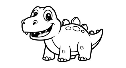 Obraz premium Cartoon Dinosaur Illustration with Big Eyes.