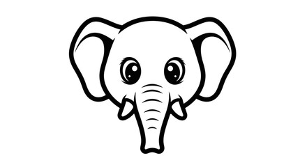 Fototapeta premium Cartoon Elephant Head with Large Ears.