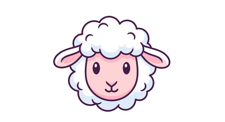 Obraz premium Cartoon Sheep with Fluffy White Wool.