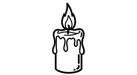 Obraz premium Simple Black and White Candle Illustration.