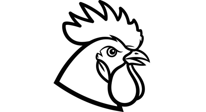 Simple Line Drawing of Rooster Head 3.